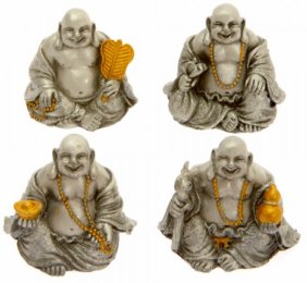 Small Gilded Pewter Buddha set