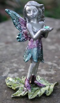 Pewter Leaf Fairy with jewel (A)