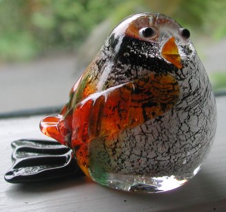 Black Crackled Glass Bird 