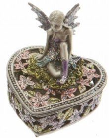 Pewter Fairy heart box A