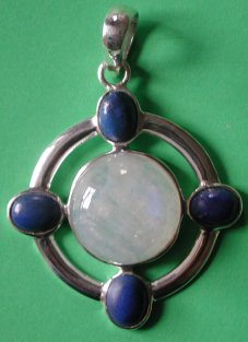 Lapis and Moonstone Satelite Pendant